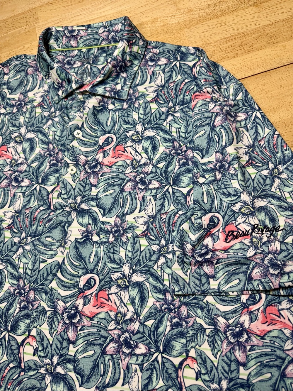 Johnnie-O Golf Shirt Performance Polo Raymond Printed Floral Beau Rivage XL